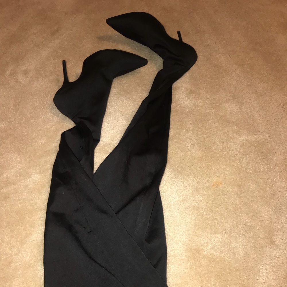 Black extremely sock thigh boots